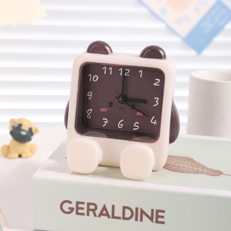 Adorable Cartoon Animal Alarm Clock – Silent Quartz Movement, Loud Alarm, Battery Operated(White Brown)