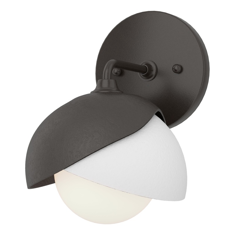 Brooklyn 1-Light Double Shade Bath Sconce Oil Rubbed Bronze White