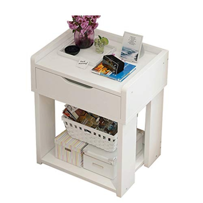 Comodino Cassetto Household Addensare Assemblea Soggiorno Camera Bagno Locker Corridoio Studio Multifunzione 38X30X56cm FANJIANI (Color : White)