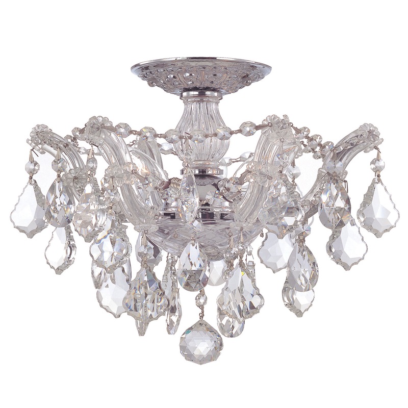 Crystorama 4430-CH-CL-MWP Maria Theresa Three Light Semi Flush Mount Polished Chrome