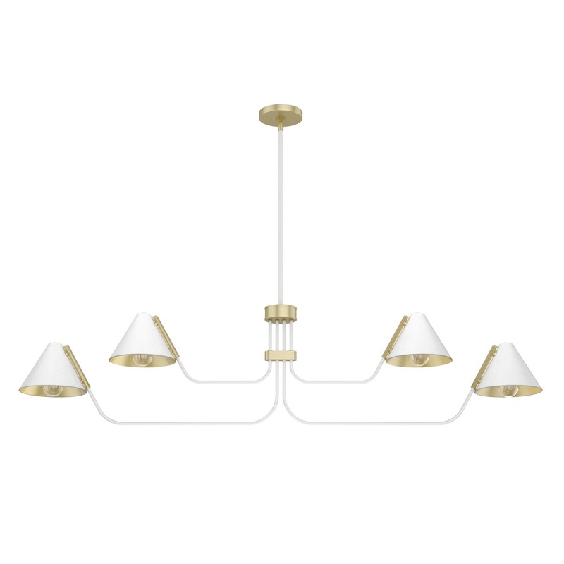 Four Light Chandelier from the Grove Isle Collection in Matte White Finish by Hunter