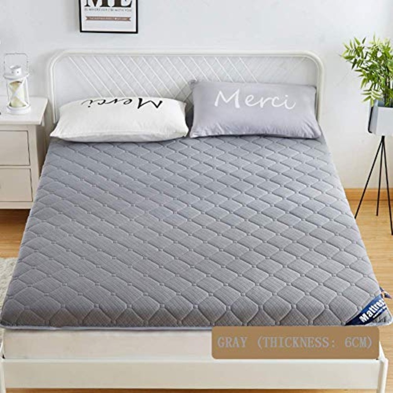 jhgsdh Coprimaterasso Pieghevole per Dormire, materassino Giapponese Futon Tatami Spesso per Dormire, coprimaterasso Premium per dormitorio Studentesco, Grigio casa (6 cm) 200×220 cm (79×87 Pollici)