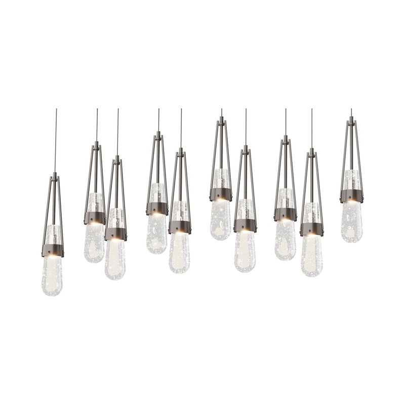Link 10-Light Blown Glass Pendant Oil Rubbed Bronze Clear Bubble Glass (YG)