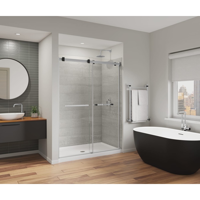 MAAX 136955-810-350-000 Duel Alto 56-59 X 78 in. 8mm Bypass Shower Door for Alcove Installation with GlassShield glass in Chrome & Matte Black