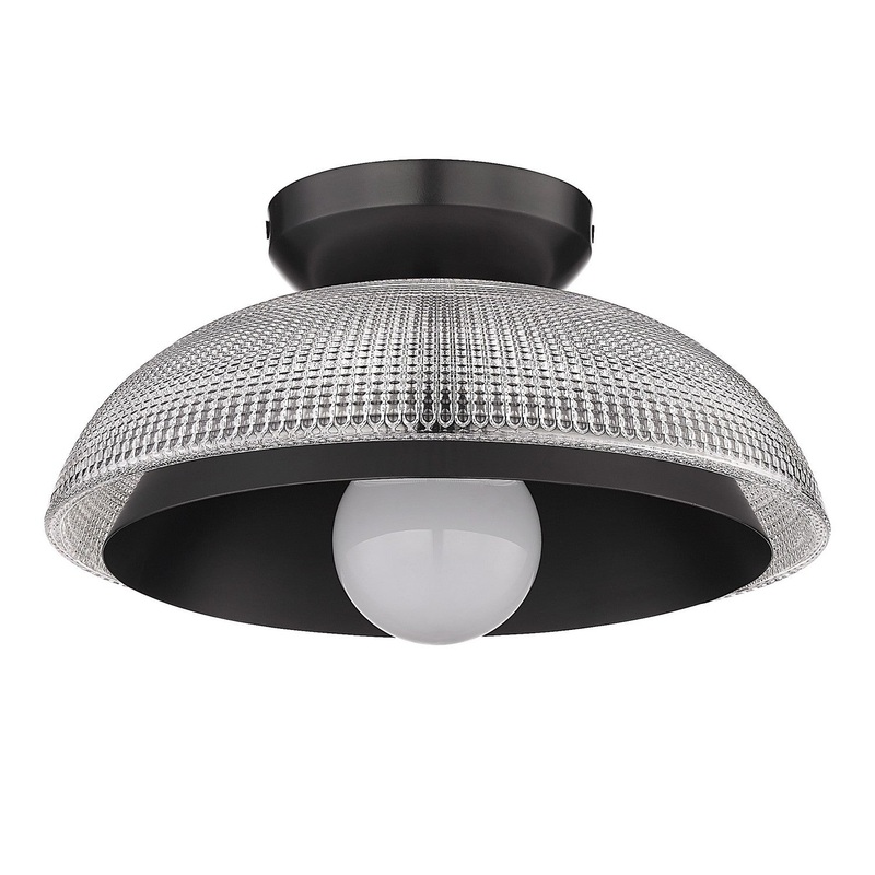 One Light Flush Mount from the Crawford BLK Collection in Matte Black Finish by Golden