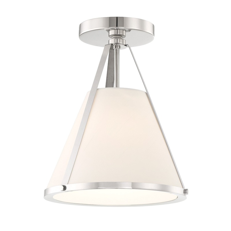 One Light Semi Flush Mount from the Fulton Collection in Polished Nickel Finish by Crystorama