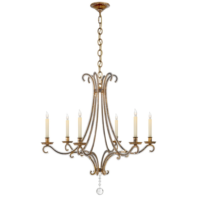 Six Light Chandelier from the Oslo Collection in Gilded Iron Finish by Visual Comfort Signature