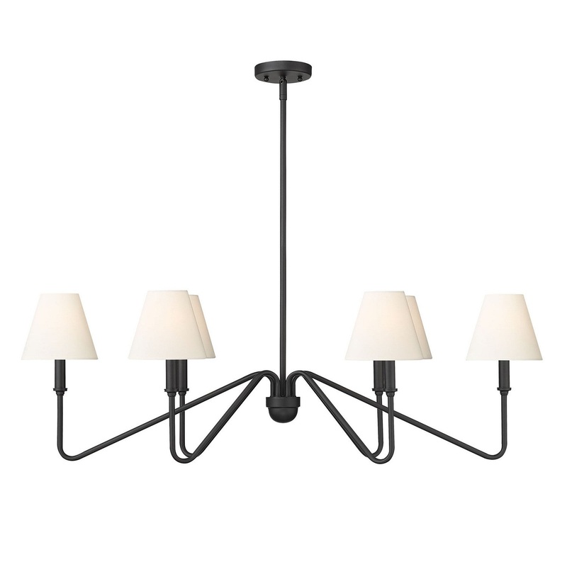 Six Light Linear Pendant from the Kennedy Collection in Natural Black Finish by Golden