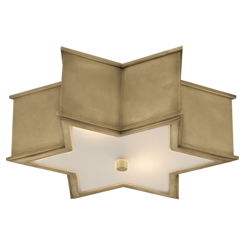 Three Light Flush Mount from the Sophia Collection in Natural Brass Finish by Visual Comfort Signature