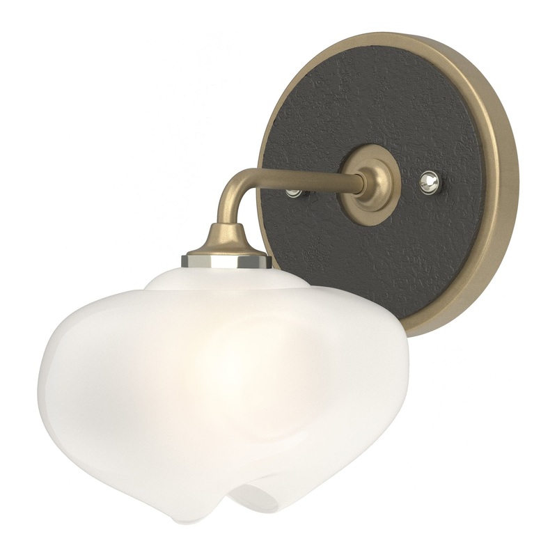 Ume 1-Light Curved Arm Bath Sconce Soft Gold Black