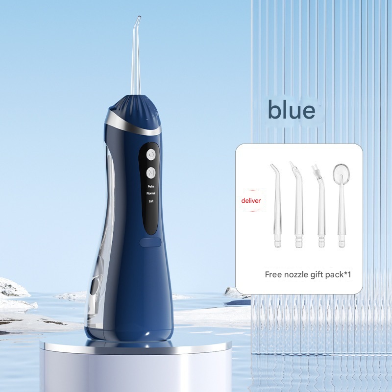 Blue Cordless Water Flosser & Oral Irrigator – Portable Teeth Cleaner with 3 Modes & 4 Jet Tips