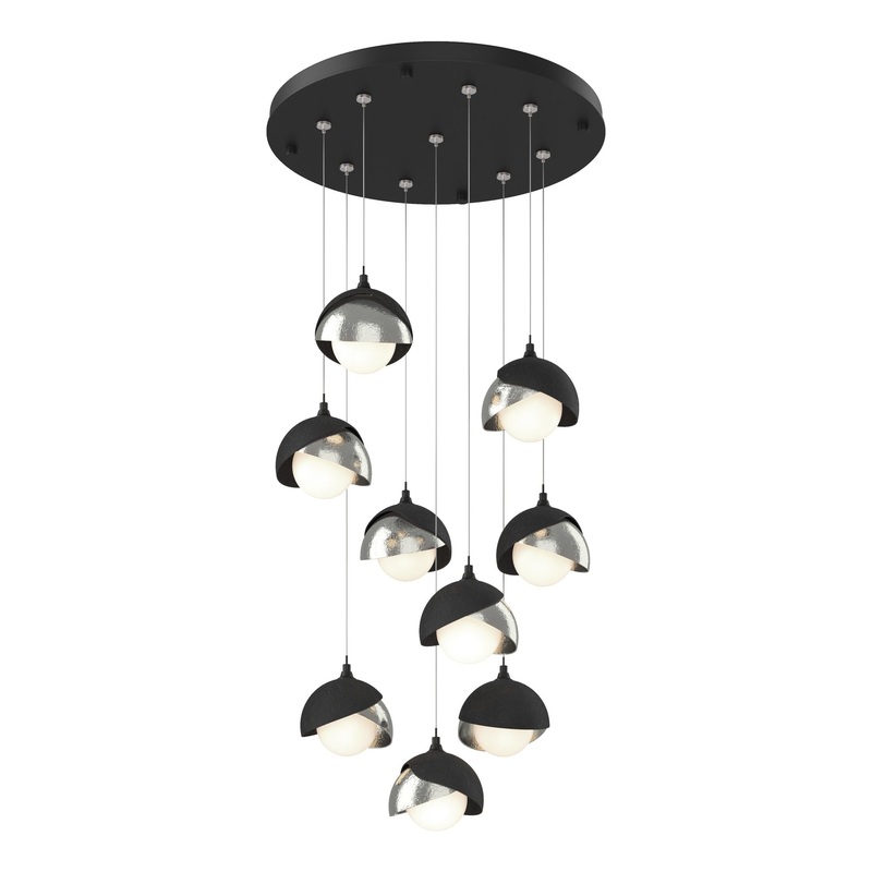 Brooklyn 9-Light Double Shade Pendant Black Sterling