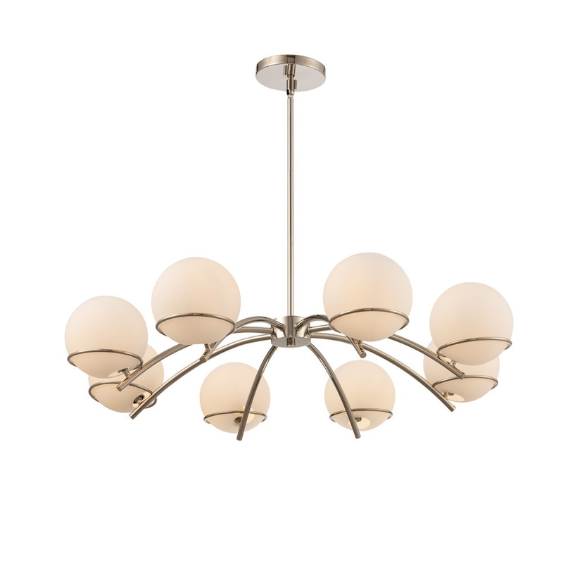 Eight Light Chandelier from the Everett Collection in Polished Nickel Finish by Kalco
