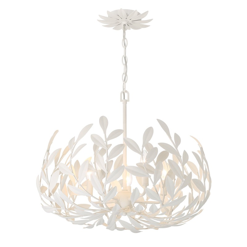 Five Light Chandelier from the Broche Collection in Matte White Finish by Crystorama