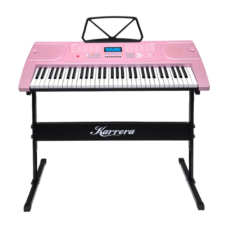 Karrera 61 Keys Electronic Keyboard Piano Music with Stand – Pink