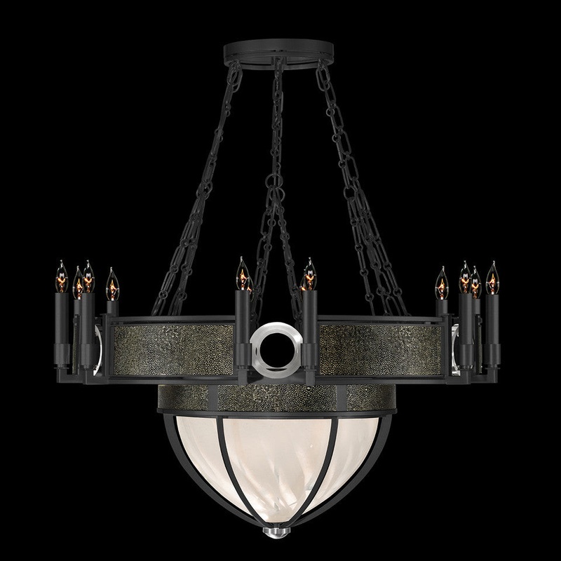Mirage 35.75″W Round Chandelier Black Iron/Nickel/Black Knight