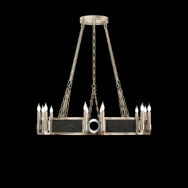 Mirage 35.75″W Round Chandelier Champagne/Nickel/Black Knight