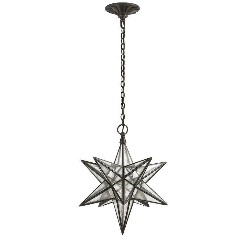 One Light Lantern from the Moravian Star Collection in Aged Iron Finish by Visual Comfort Signature