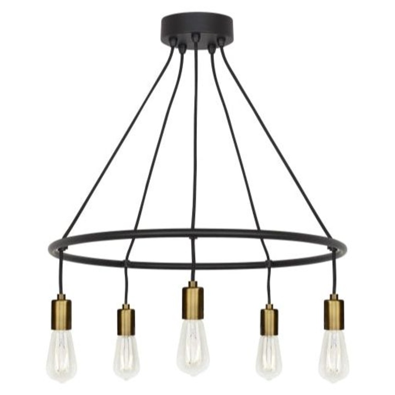 Tae Tae Five Light Chandelier Black/Aged Brass
