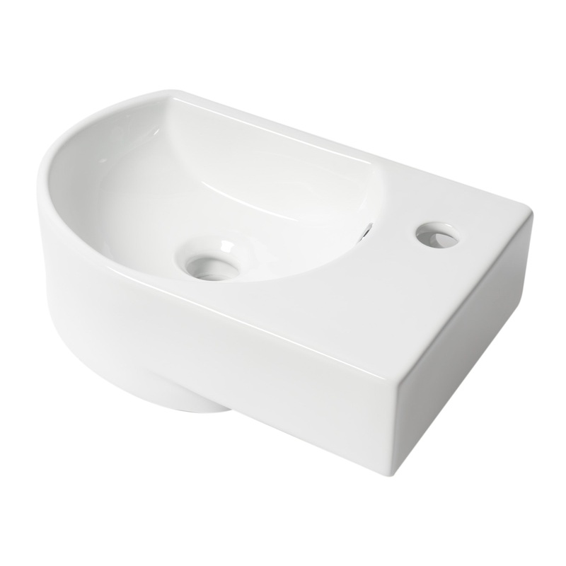 ALFI brand ABC119 White 16″ Small Wall Mounted Ceramic Sink with Faucet Hole