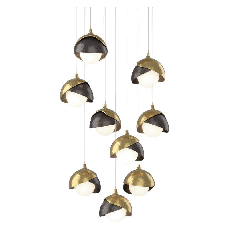 Brooklyn 9-Light Double Shade Pendant Modern Brass Oil Rubbed Bronze
