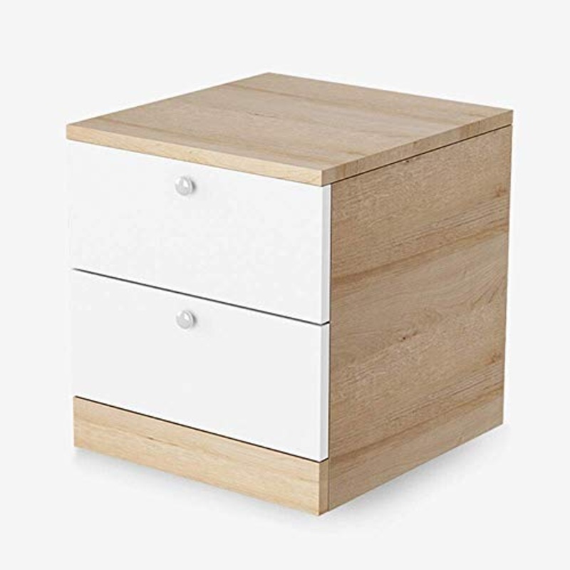 HYY-YY Grana del legno comodino con 2 cassetti Camera comodino – Comodini Mobili ed estremit di accento della Tabella petto for la casa camera da accessori d’angolo (Colore: Beige, Dimensione: 40X40X