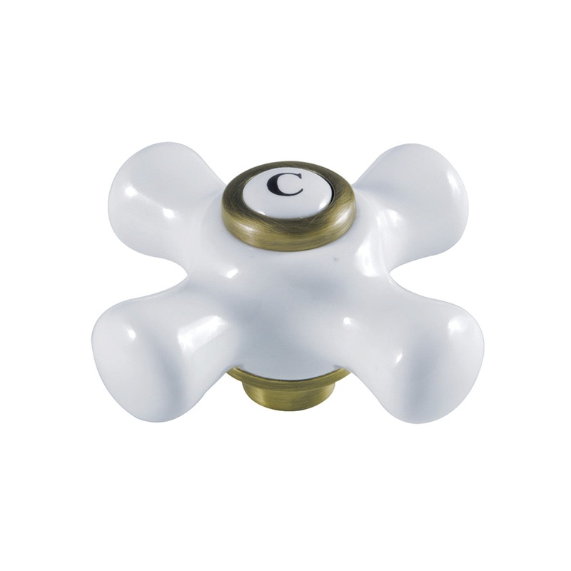 KSH3223PXC Cold Porcelain Cross Handle, Antique Brass