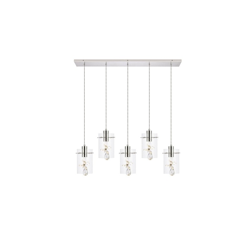 LED Pendant from the Hana Collection in Chrome Finish by Elegant Lighting