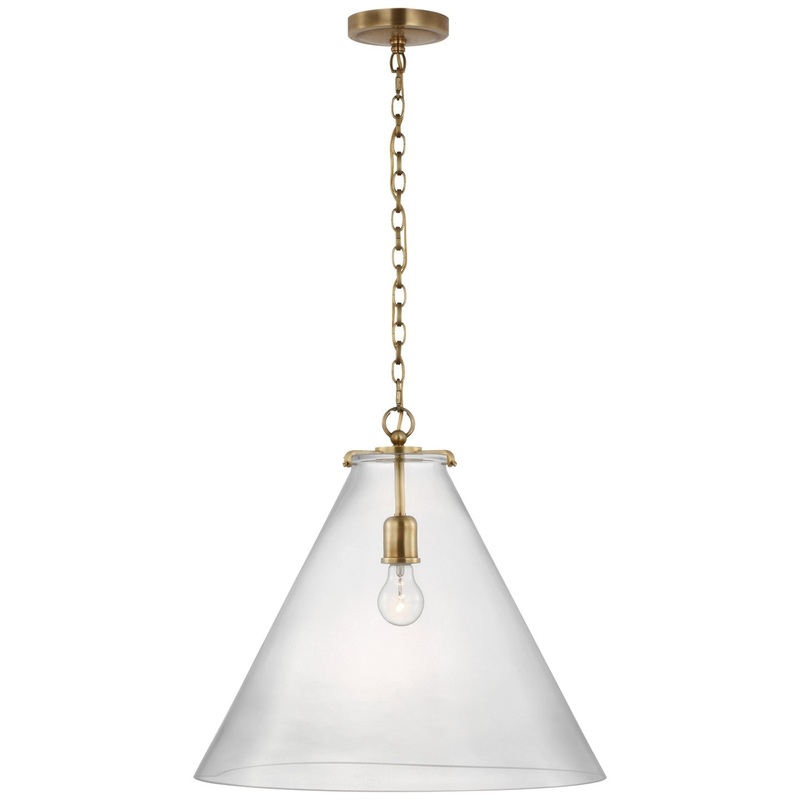 LED Pendant from the Katie Conical Collection in Hand-Rubbed Antique Brass Finish by Visual Comfort Signature