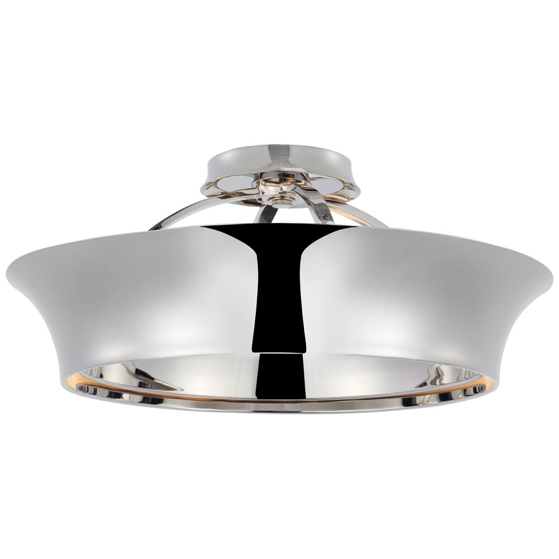 LED Semi-Flush Mount from the Garland Collection in Polished Nickel Finish by Visual Comfort Signature