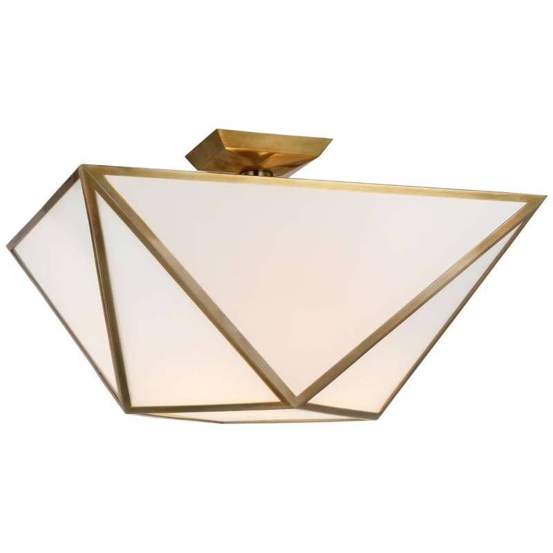 LED Semi-Flush Mount from the Lorino Collection in Hand-Rubbed Antique Brass Finish by Visual Comfort Signature