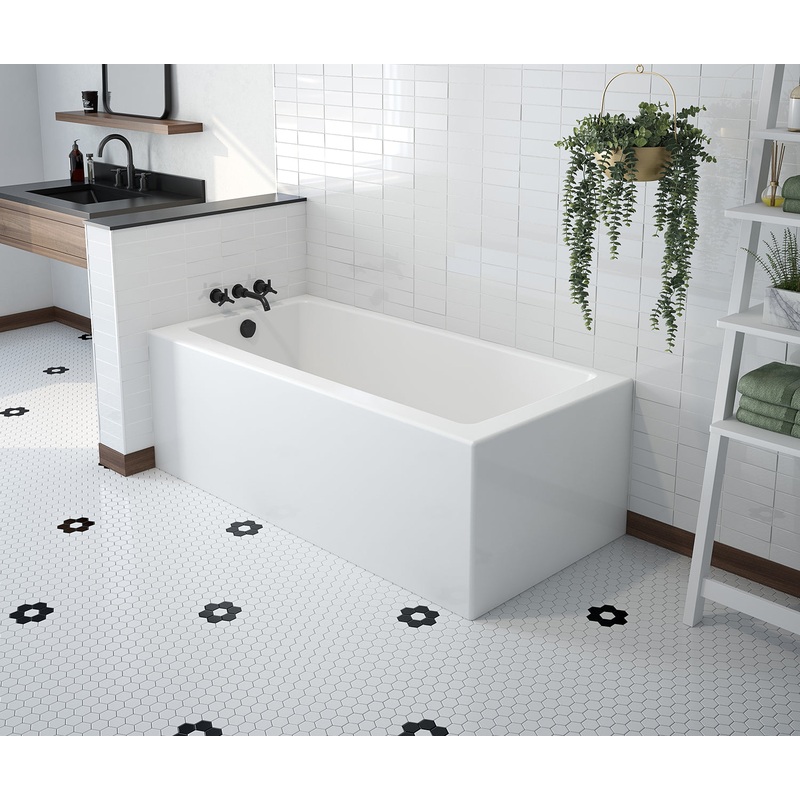 MAAX 106812-000-002-101 Mackenzie Corner 6030 AFR AcrylX Corner Left-Hand Drain Bathtub in White