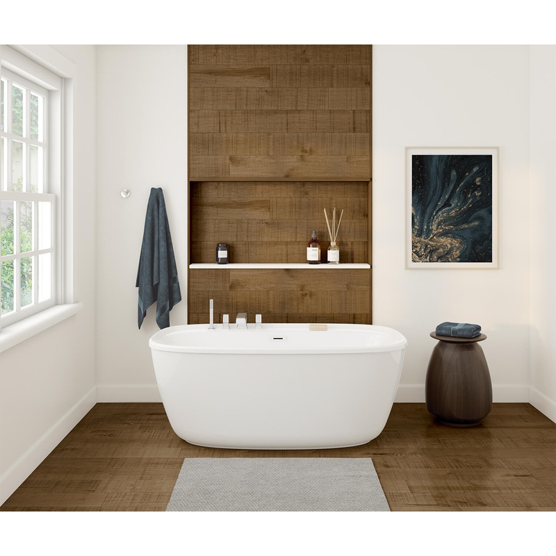 MAAX 106994-000-002-000 Fontana 58 x 32 AcrylX Freestanding Center Drain Bathtub in White with White Skirt