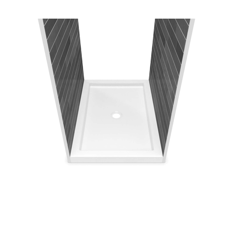 MAAX 410003-506-001-000 B3Round 4836 Acrylic Tunnel Shower Base in White with Center Drain