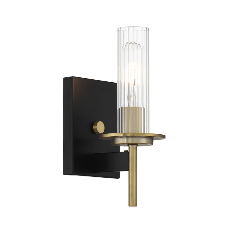 One Light Bath from the Baldwin Park Collection in Coal And Soft Brass Finish by Minka-Lavery