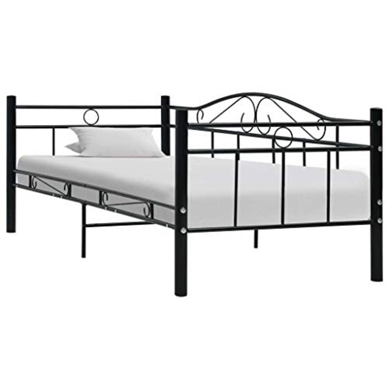 Tidyard Struttura Divano Letto Singolo 2 Posti in Metallo Bianco/Nero,Telaio Divano Letto Singolo 2 Posti in Metallo,Divano Letto 2 Posti,Divano Letto in Metallo 90×200 cm