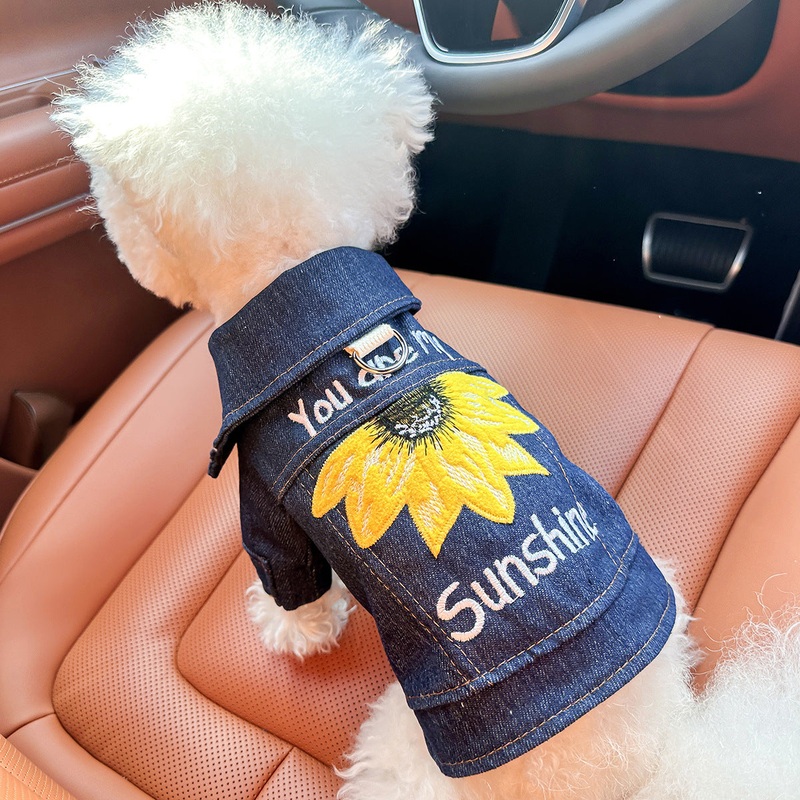 XL Around 16kg Sunshine Roll Denim Chic Denim Pet Vest – Stylish Jean Jacket for Dogs & Cats – Spring, Summer & Autumn Fashion