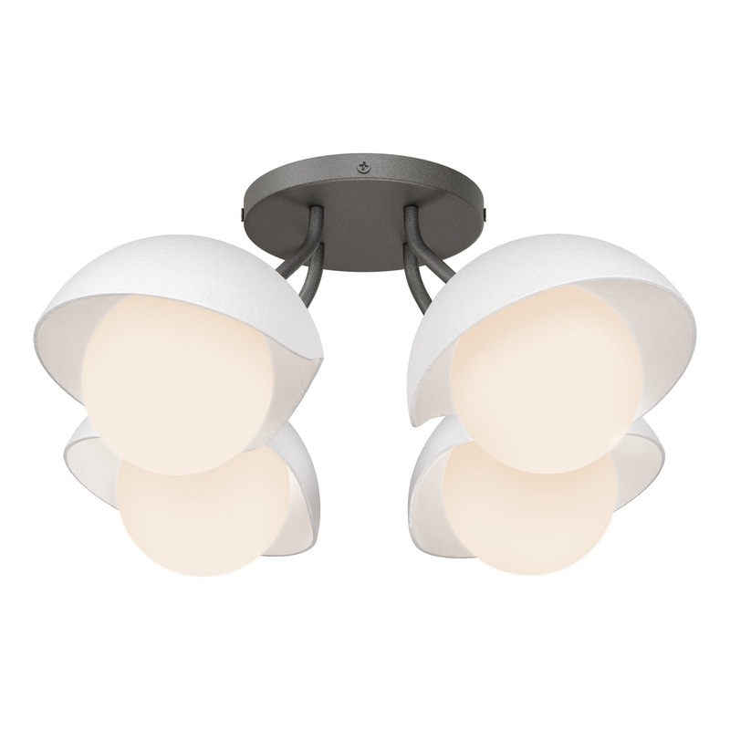 Brooklyn 4-Light Single Shade Semi-Flush Natural Iron White