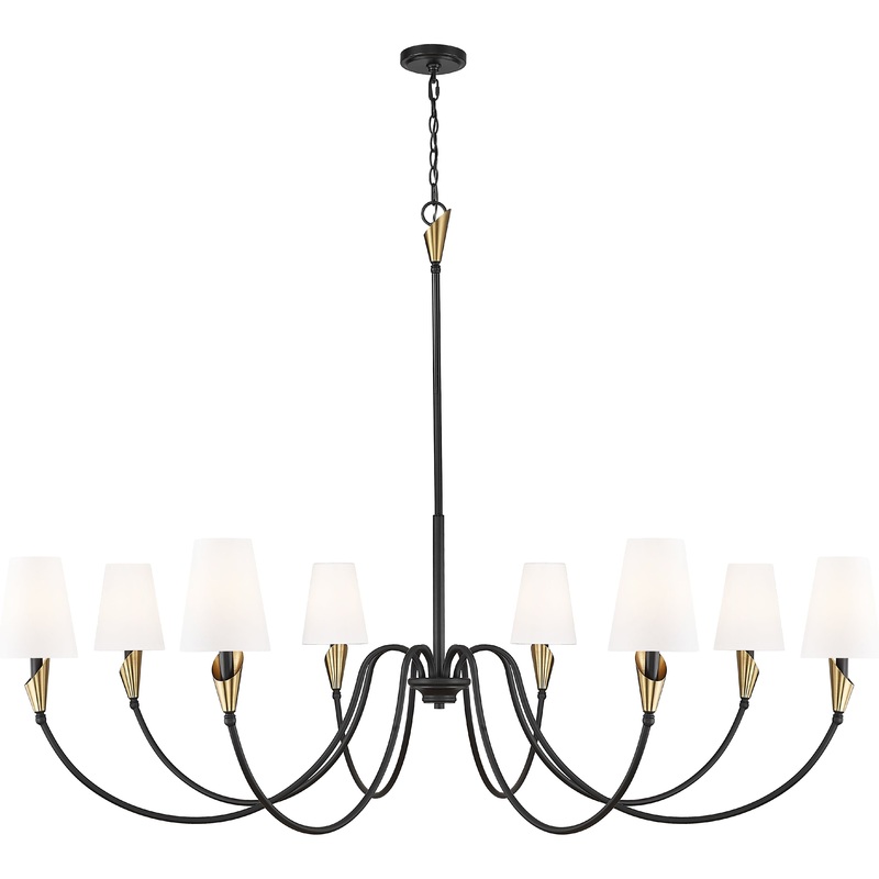 Claudelle 8-Light Chandelier Matte Black + Modern Gold