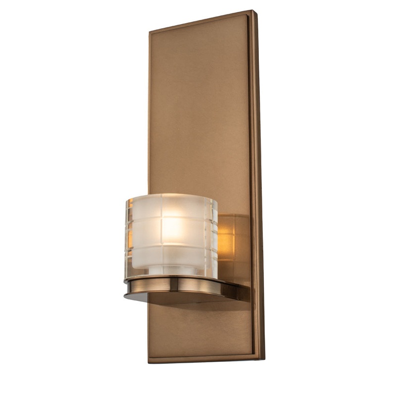 LED Wall Sconce from the Library Collection in Library Brass Finish by Kalco