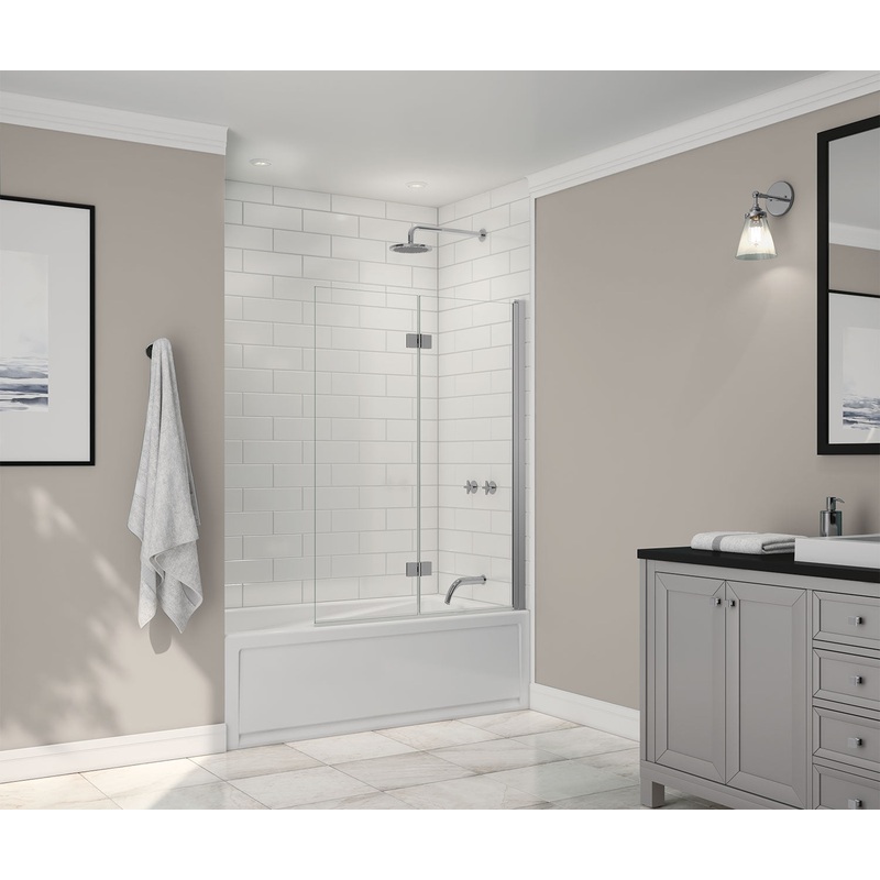 MAAX 138600-900-084-000 Axial Access 42 x 56 in. 6 mm Pivot Tub Screen for Alcove Installation with Clear glass in Chrome