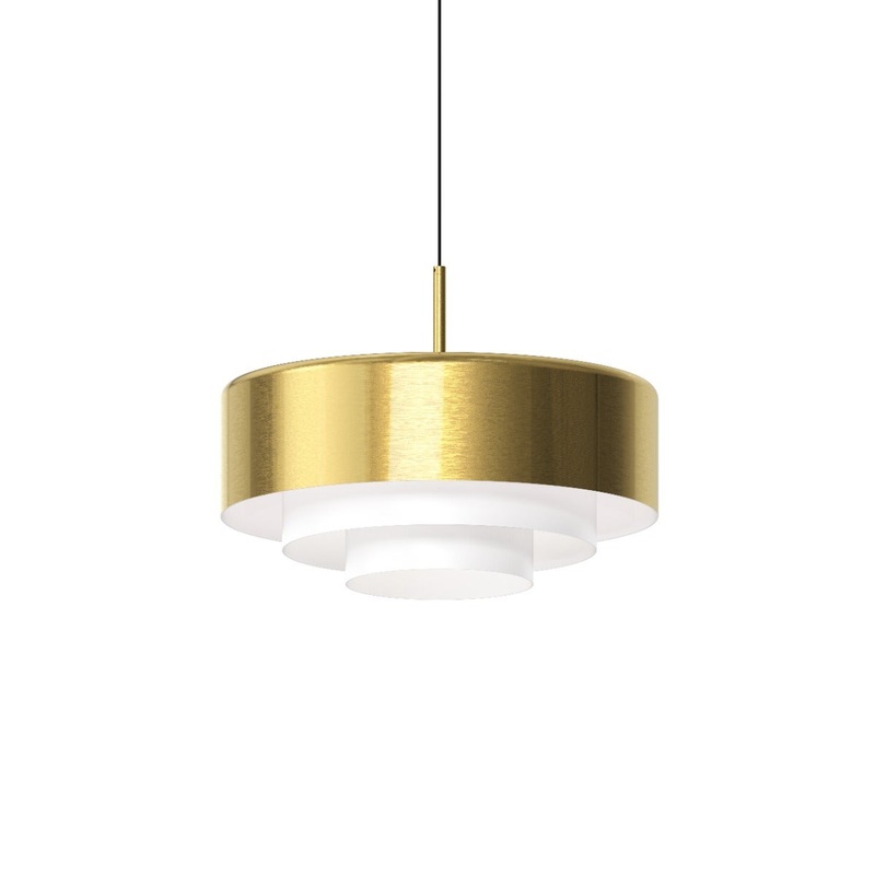 Modern Tiers 16″ Flat LED Pendant Brass Finish