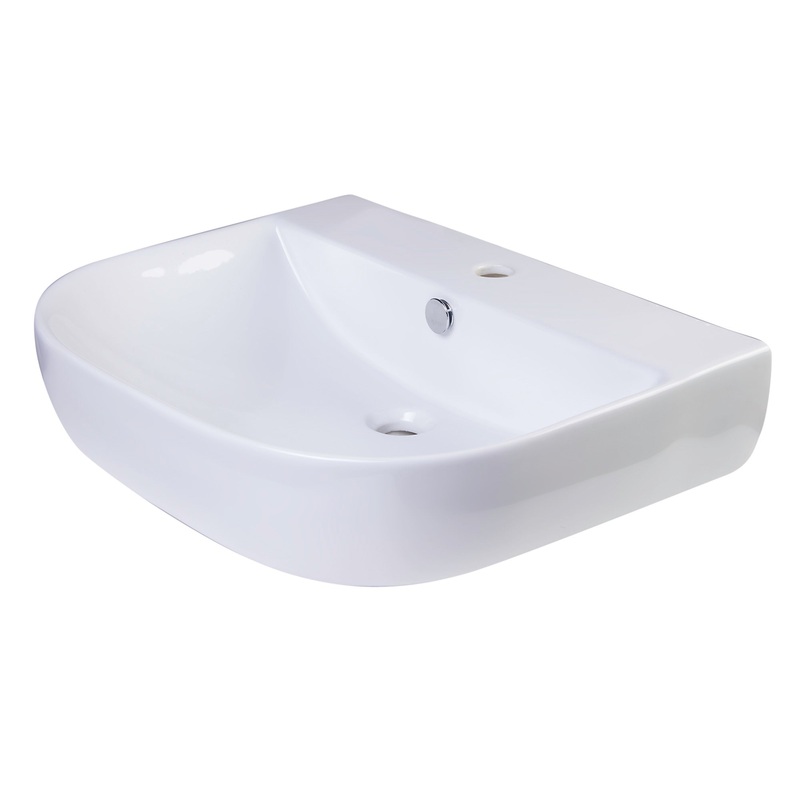 ALFI brand AB111  24″ White D-Bowl Porcelain Wall Mounted Bath Sink