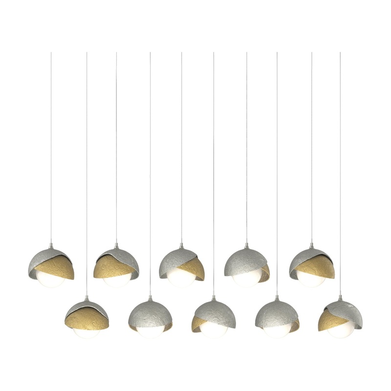 Brooklyn 10-Light Double Shade Pendant Sterling Modern Brass