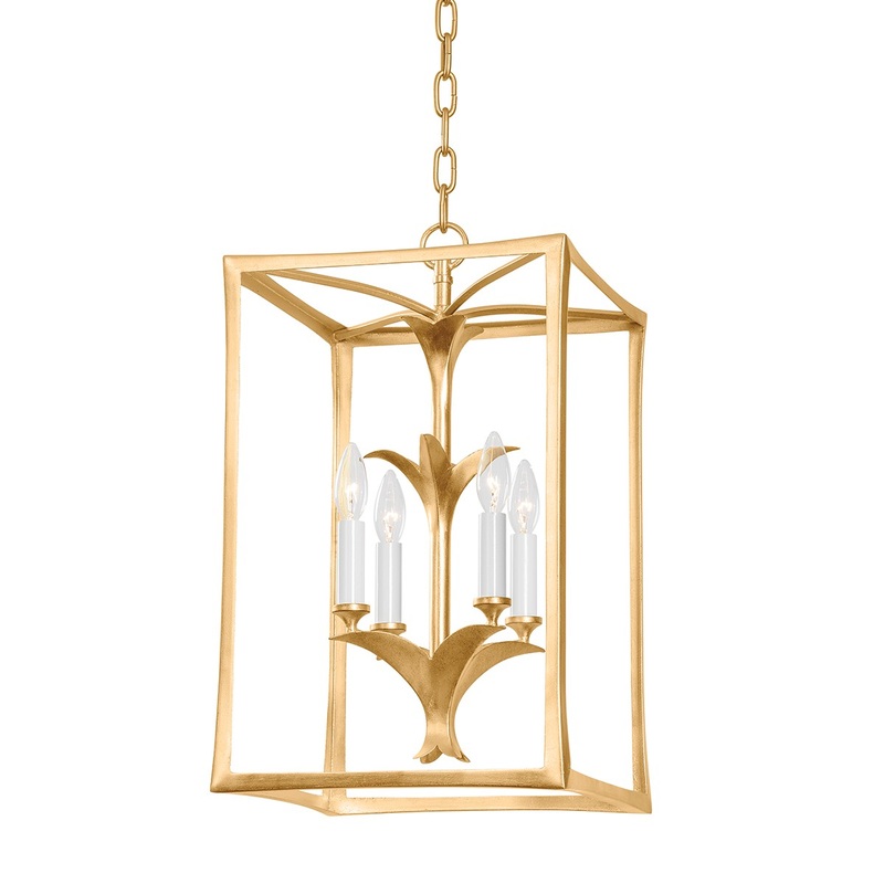 Corbett Lighting 435-31-VGL/GL Bergamo Four Light Lantern Vintage Gold Leaf