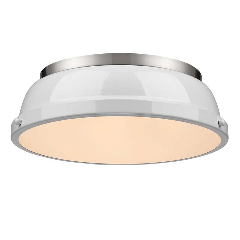 Duncan 14″ Flush Mount in Pewter with a White Shade