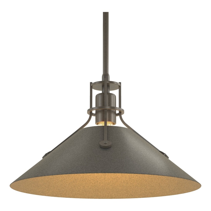 Henry Medium Steel Shade Pendant Dark Smoke Natural Iron