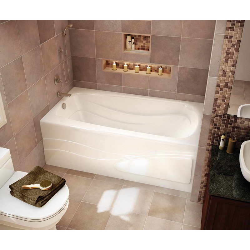 MAAX 102201-003-001-001 Tenderness 6032 Acrylic Alcove Left-Hand Drain Whirlpool Bathtub in White