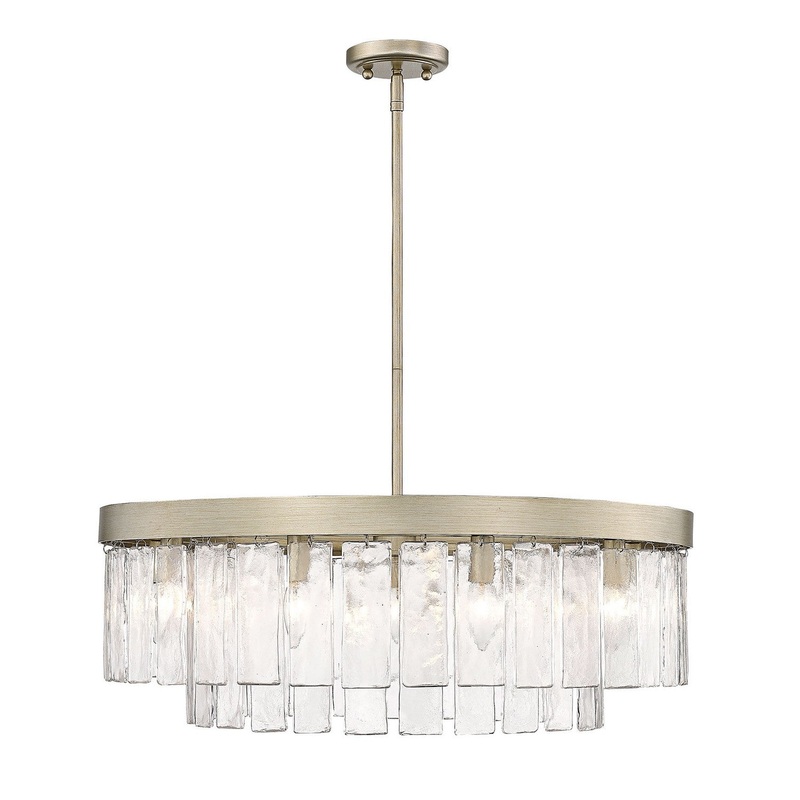 Nine Light Chandelier from the Ciara WG Collection in White Gold Finish by Golden