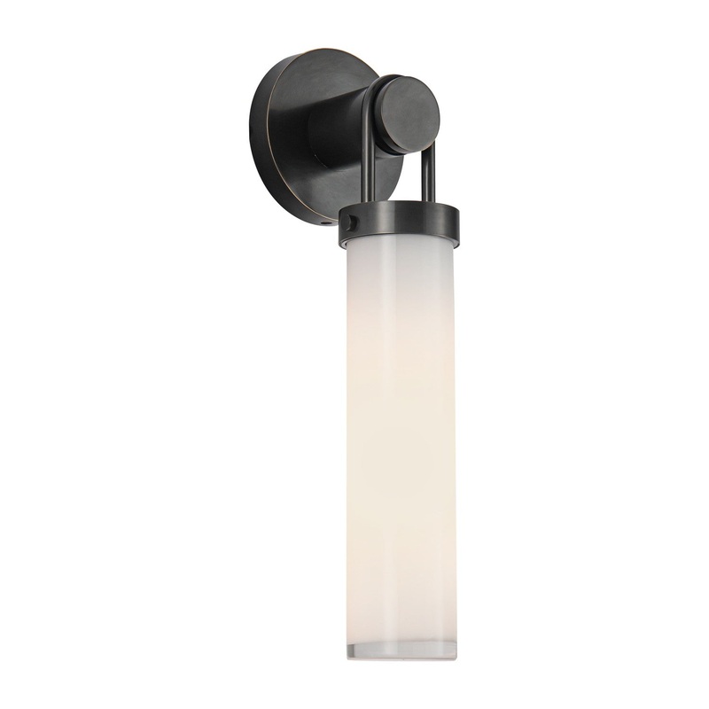 One Light Wall Sconce from the Wynwood Collection in Urban Bronze/Glossy Opal Glass Finish by Alora